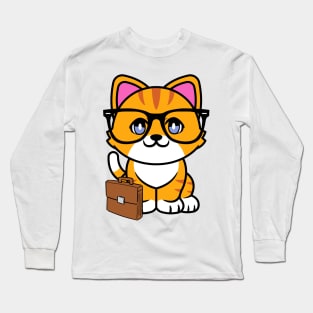 Cute Orange cat is a colleague at work Long Sleeve T-Shirt